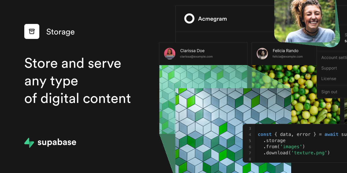 Screenshot: Supabase dashboard setup